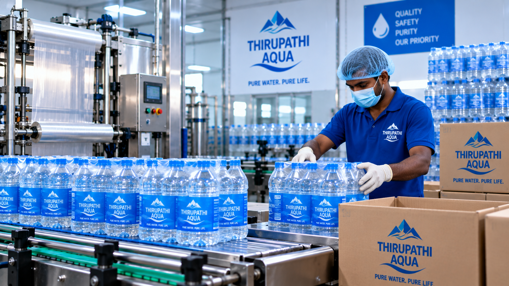Finished THIRUPATHI AQUA packaged drinking water bottles
